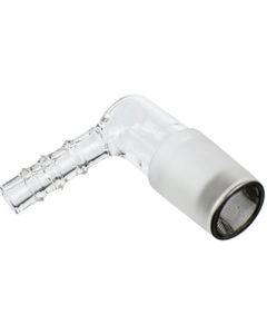 Arizerin lasinen kulma-adapteri on kytkentäkappale lämmityskammion ja letkun välille Arizer Extreme Q ja Arizer V-Tower -vaporisaattoreille.