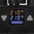 Mighty Vaporizer's scherm die temperatuur en batterijstatus toont