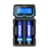 Caricabatterie Xtar X2 con batterie (non incluse) inserite visto di fronte